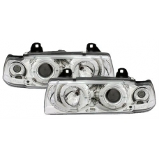 BMW E36 kupejas/kabrio priekšējie lukturi, eņģeļ acis, hromēti